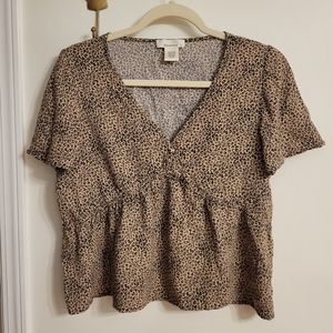 Cropped Leopard Blouse